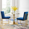 Modway Privy Gold Stainless Steel Performance Velvet Dining Chair Set of 2 EEI-4152-GLD-NAV Gold Navy