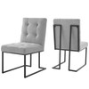 Modway Privy Black Stainless Steel Upholstered Fabric Dining Chair Set of 2 EEI-4153-BLK-LGR Black Light Gray