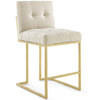 Modway Privy Gold Stainless Steel Upholstered Fabric Counter Stool Set of 2 EEI-4154-GLD-BEI Gold Beige