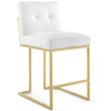 Modway Privy Gold Stainless Steel Upholstered Fabric Counter Stool Set of 2 EEI-4154-GLD-WHI Gold White