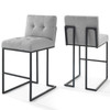 Modway Privy Black Stainless Steel Upholstered Fabric Bar Stool Set of 2 EEI-4159-BLK-LGR Black Light Gray