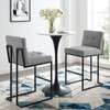 Modway Privy Black Stainless Steel Upholstered Fabric Bar Stool Set of 2 EEI-4159-BLK-LGR Black Light Gray