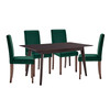 Modway Prosper 5 Piece Upholstered Velvet Dining Set EEI-4185-CAP-GRN Cappuccino Green