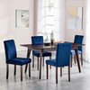 Modway Prosper 5 Piece Upholstered Velvet Dining Set EEI-4185-CAP-NAV Cappuccino Navy