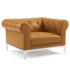 Modway Idyll Tufted Upholstered Leather Loveseat and Armchair EEI-4193-TAN-SET Tan