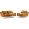 Modway Harness Stainless Steel Base Leather Loveseat & Armchair Set EEI-4200-TAN-SET Tan