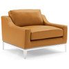 Modway Harness Stainless Steel Base Leather Loveseat & Armchair Set EEI-4200-TAN-SET Tan