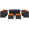 Modway Inverse 9 Piece Outdoor Patio Dining Set EEI-726-EXP-ORA Espresso Orange