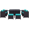 Modway Inverse 9 Piece Outdoor Patio Dining Set EEI-726-EXP-TRQ Espresso Turquoise