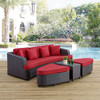 Modway Monterey 4 Piece Outdoor Patio Sofa Set EEI-992-BRN-RED-SET Brown Red