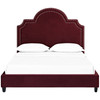 Modway Primrose Queen Performance Velvet Platform Bed MOD-5812-MAR Maroon