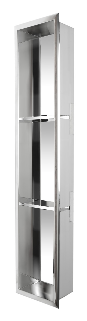 ALFI ALFI brand 8 x 36 Polished Stainless Steel Vertical Triple Shelf Bath Shower  Niche at