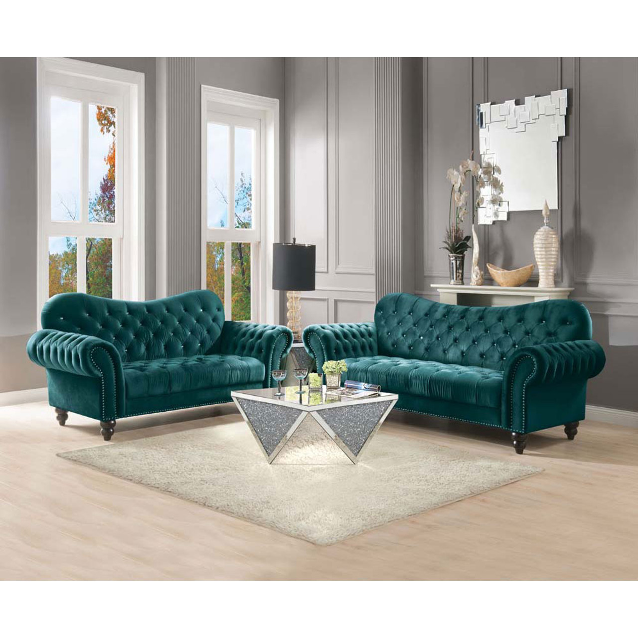 Safi Stationary Fabric and Leather Look LoveseatLoveseats-In Home