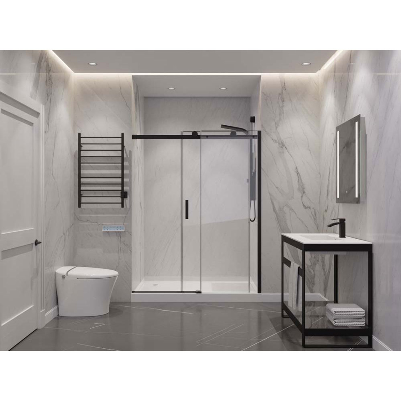 iDesign Cade 4-Piece Bathroom Accessory Set Matte Black
