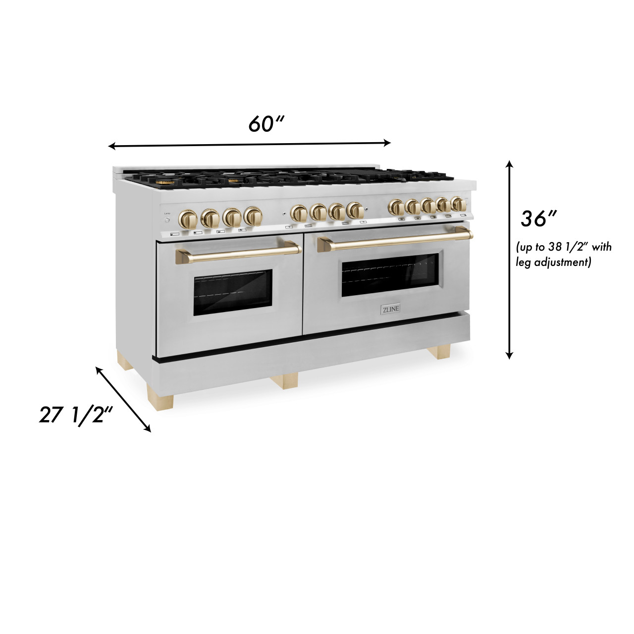 ZLINE Autograph 48 in. Gas Burner/Electric Oven Range in Black Stainless  Steel and Gold Accents, RABZ-48-G
