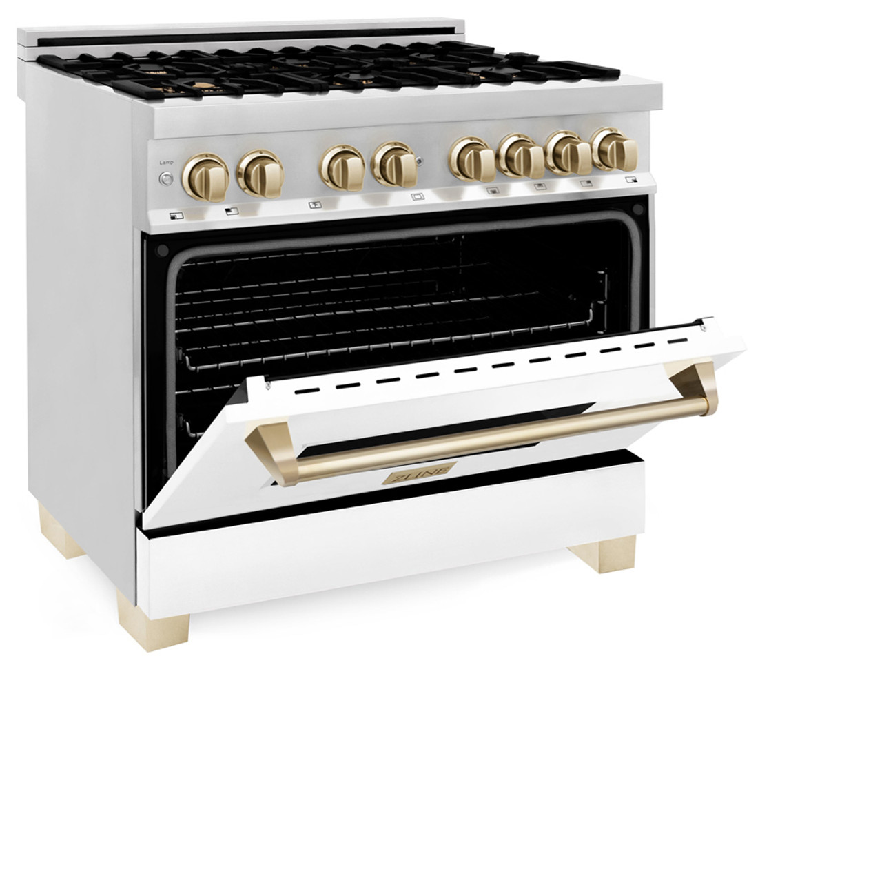 ZLINE Autograph Edition 30 4.0 Cu. ft. Dual Fuel Range with GAS Stove and Electric Oven in Stainless Steel with Accents (RAZ-30) Gold