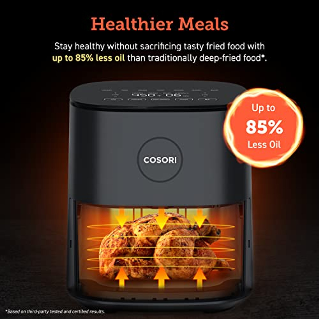 COSORI Air Fryer Oven Combo 5.8QT Max Xl Large Cooker (Cookbook with 100  Recipes), One-Touch Screen with 11 Precise Presets and Shake Reminder,  Nonstick and Dishwasher-Safe Square Design Basket, Black 