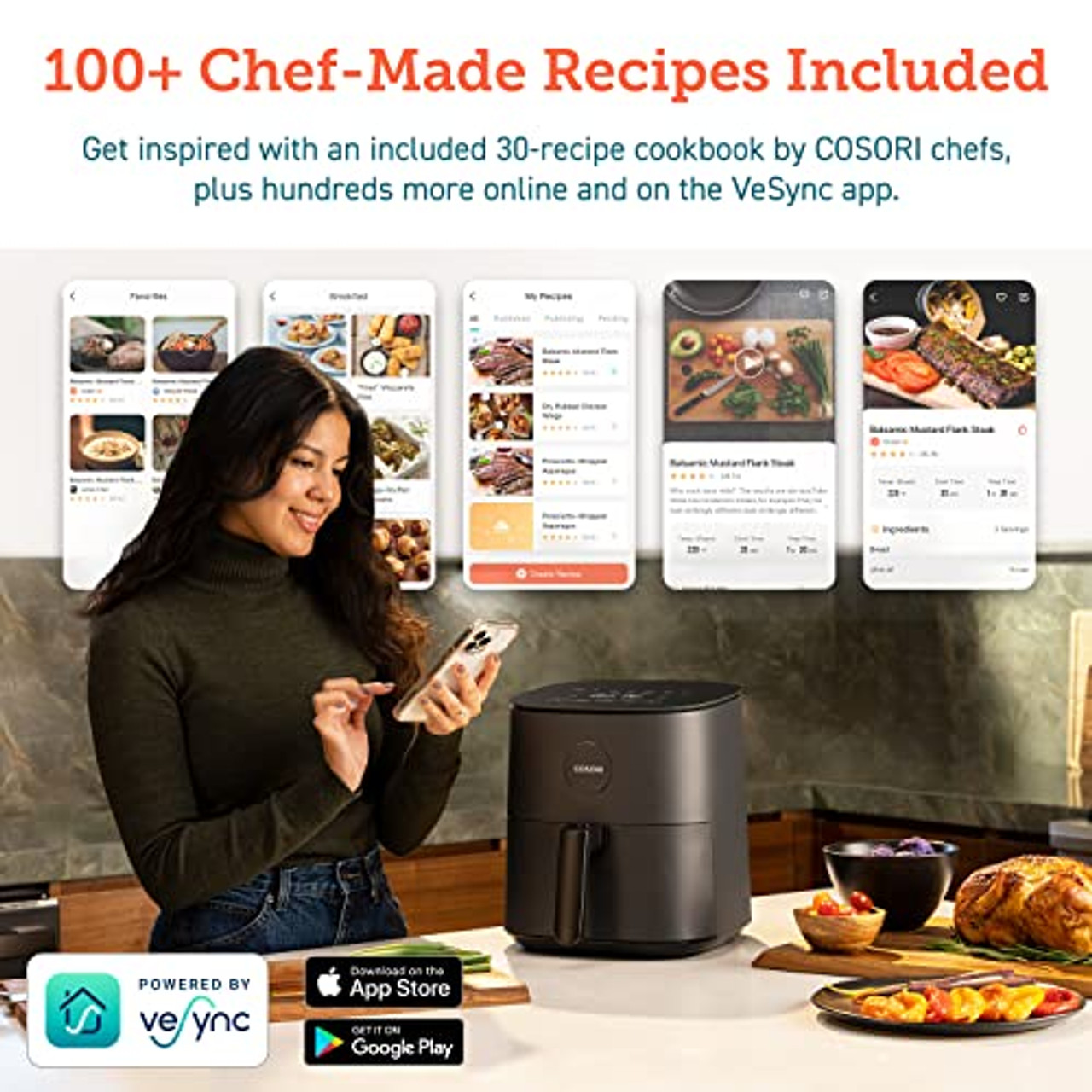 COSORI Air Fryer Max XL(100 Recipes) Electric Hot Oven Oilless Cooker LED  Touch Digital Screen with 11 Presets, Preheat& Shake Reminder, Nonstick  Basket, 5.8 QT-Creamy White 