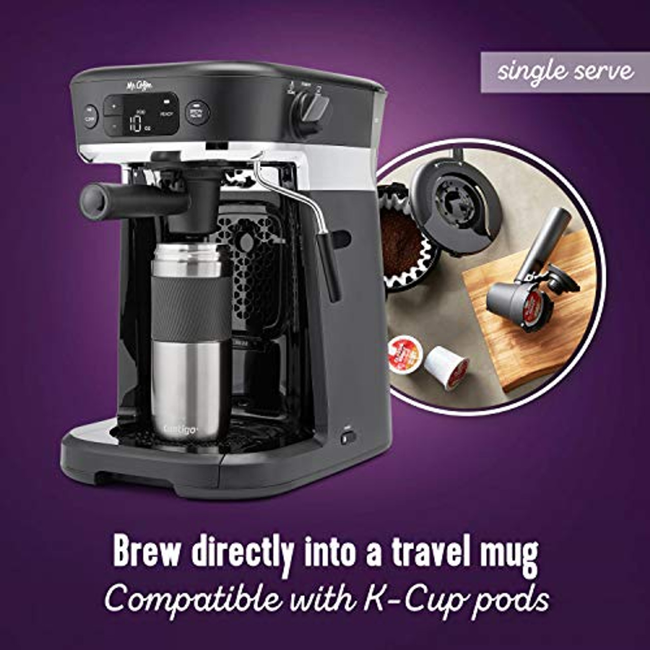 Mr. Coffee Single Cup Coffeemaker With Built-in Grinder With Travel Mug, Coffee, Tea & Espresso, Furniture & Appliances