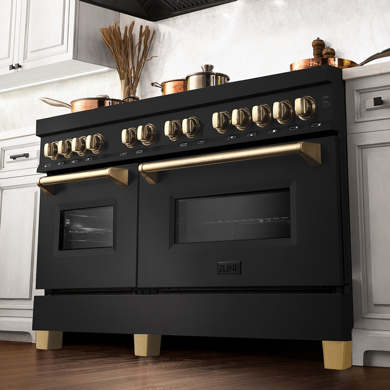 ZLINE Autograph Edition 60 7.4 Cu. ft. Dual Fuel Range with GAS Stove and Electric Oven in Stainless Steel with Accents (RAZ-60) Black Matte