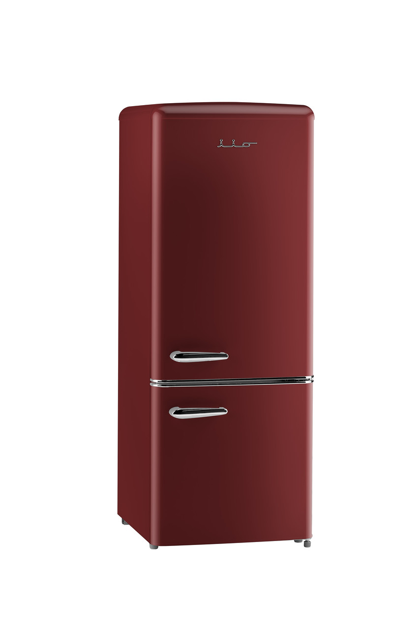 iio 11 Cu. Ft. Retro Refrigerator with Bottom Freezer in Red (Left