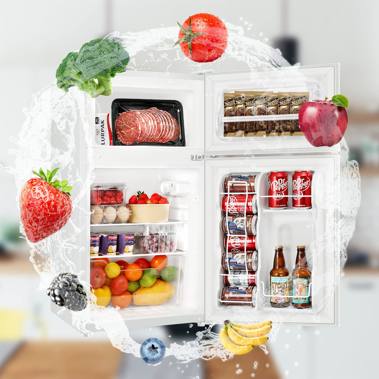 Mini Fridge with Freezer 3.2 Cu.Ft Compact Refrigerator for