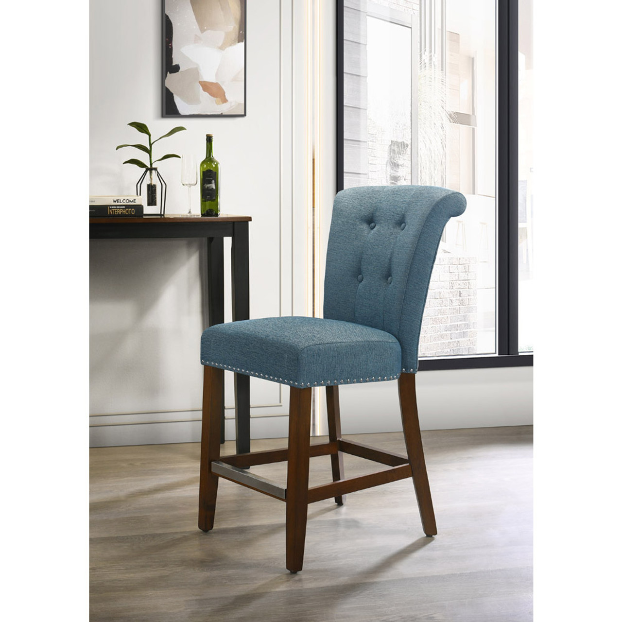 Blue counter height outlet chairs