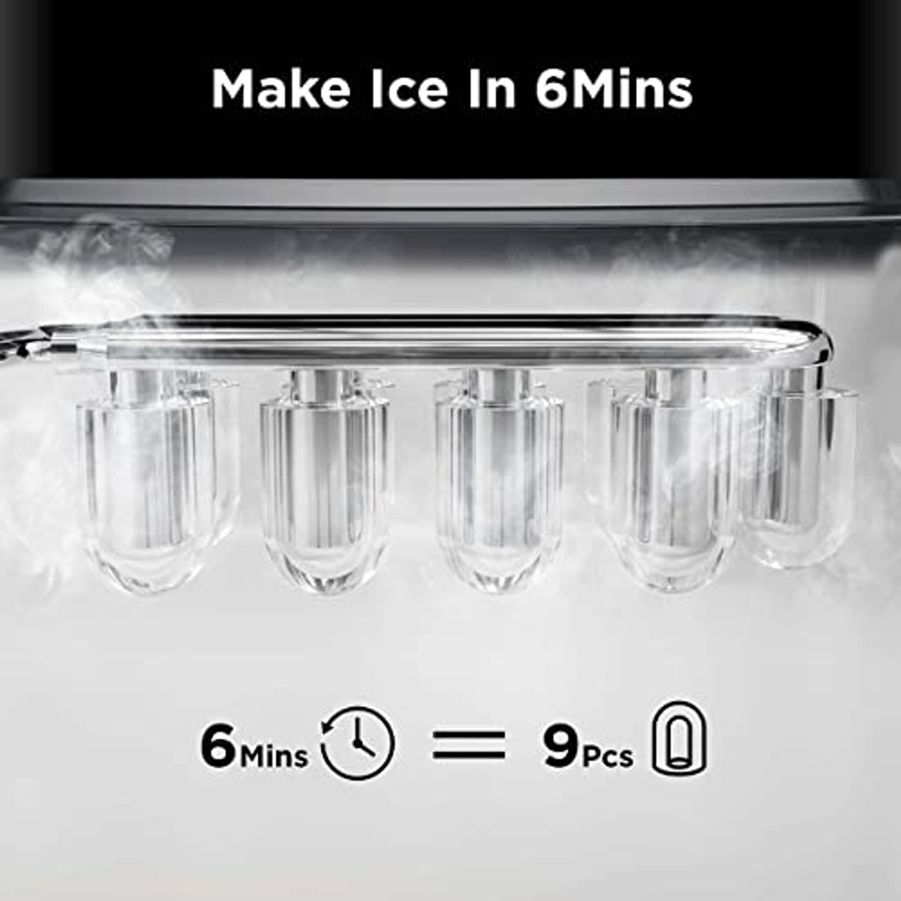 AGLUCKY Ice Makers Countertop, Portable Ice Maker Machine 26lbs/24Hrs,8  Bullet Ice Cubes of 2 Sizes Ready in 9 Mins