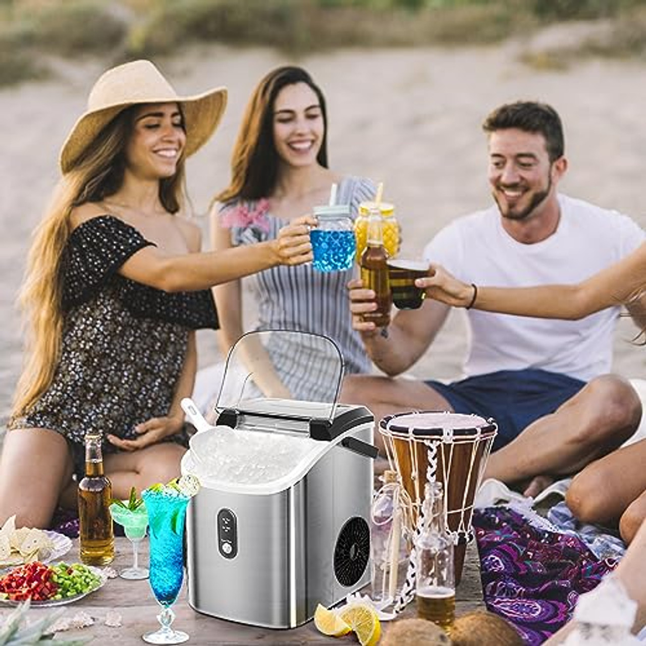 Countertop Ice Maker, Ice Maker Machine 6 Mins 9 Bullet Ice, 26.5lbs/24Hrs,  Portable Ice Maker Machine with Self-Cleaning