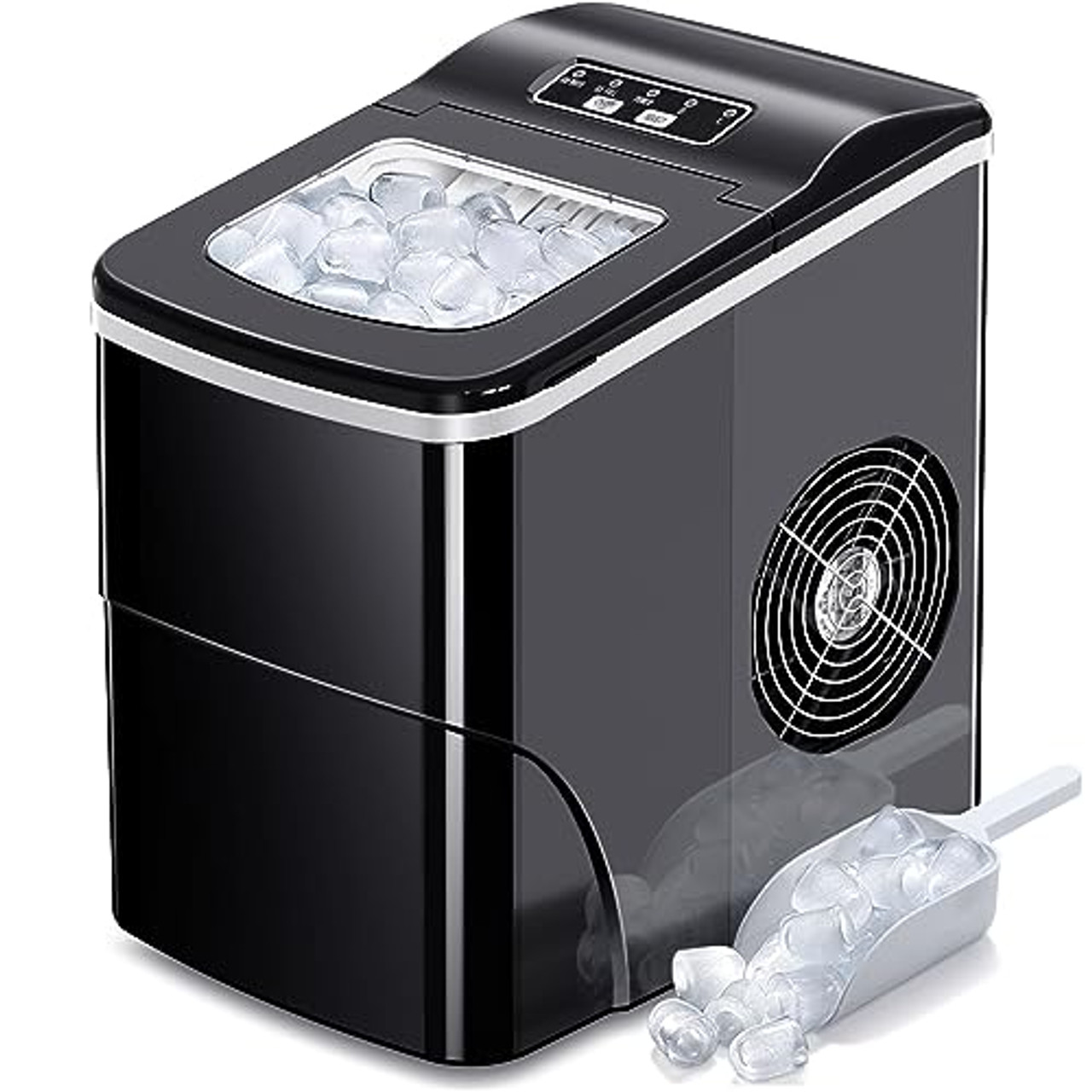 Countertop Ice Maker 6 Mins 9 Bullet Ice, 26.5lbs/24Hrs, Portable Ice Maker Machine with Self-Cleaning, Bags, Ice Scoop, and Basket, for Home