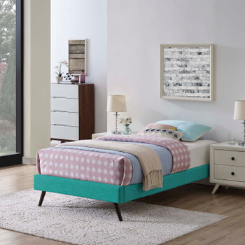 Modway Loryn Twin Fabric Bed Frame with Round Splayed Legs MOD-5887-TEA Teal