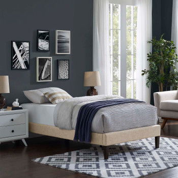 Modway Tessie Twin Fabric Bed Frame with Squared Tapered Legs MOD-5895-BEI Beige