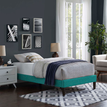 Modway Tessie Twin Fabric Bed Frame with Squared Tapered Legs MOD-5895-TEA Teal