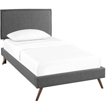 Modway Amaris Twin Fabric Platform Bed with Round Splayed Legs MOD-5902-GRY Gray