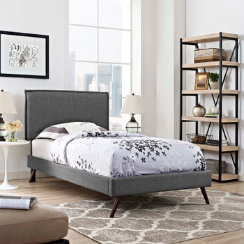Modway Amaris Twin Fabric Platform Bed with Round Splayed Legs MOD-5902-GRY Gray