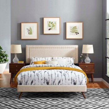 Modway Virginia Full Fabric Platform Bed with Round Splayed Legs MOD-5913-BEI Beige