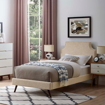 Modway Corene Twin Fabric Platform Bed with Round Splayed Legs MOD-5943-BEI Beige