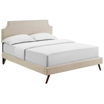 Modway Corene Queen Fabric Platform Bed with Round Splayed Legs MOD-5947-BEI Beige