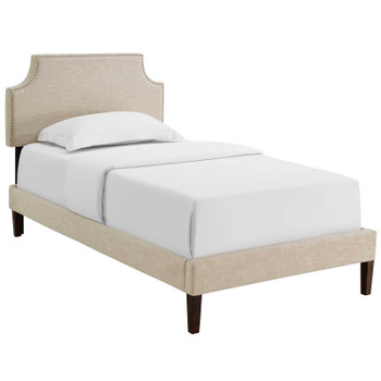 Modway Corene Twin Fabric Platform Bed with Squared Tapered Legs MOD-5951-BEI Beige