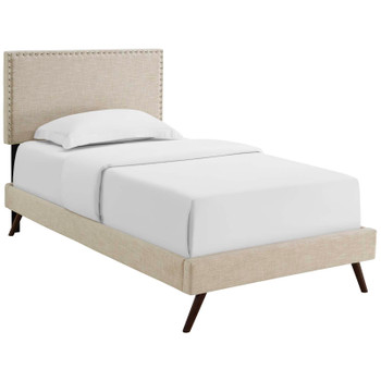 Modway Macie Twin Fabric Platform Bed with Round Splayed Legs MOD-5959-BEI Beige