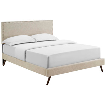 Modway Macie Queen Fabric Platform Bed with Round Splayed Legs MOD-5963-BEI Beige