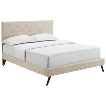 Modway Tarah King Fabric Platform Bed with Round Splayed Legs MOD-5981-BEI Beige