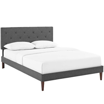 Modway Tarah King Fabric Platform Bed with Squared Tapered Legs MOD-5989-GRY Gray