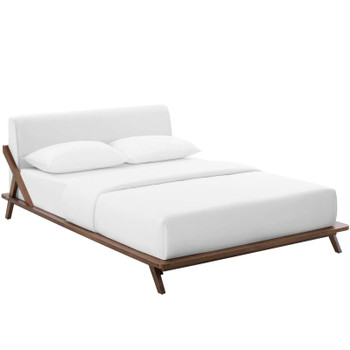 Modway Luella Queen Upholstered Fabric Platform Bed MOD-6047-WAL-WHI Walnut White