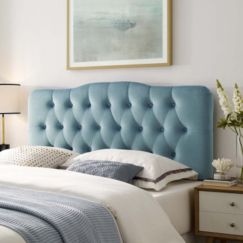 Modway Annabel Queen Diamond Tufted Performance Velvet Headboard MOD-6129-LBU Light Blue