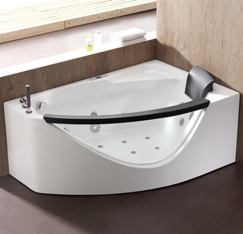 EAGO AM198ETL-L 5 ft Clear Rounded Left Corner Acrylic Whirlpool Bathtub