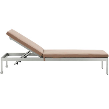 Modway Shore Outdoor Patio Aluminum Chaise with Cushions In Mocha EEI-4501-SLV-MOC