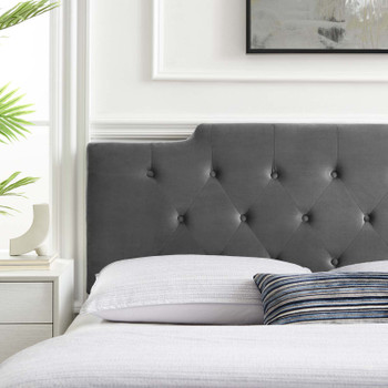 Modway Juliet Tufted Twin Performance Velvet Headboard MOD-6184-CHA In Charcoal Gray