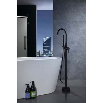 ANZZI Coral Series 2-Handle Freestanding Claw Foot Tub Faucet with Hand Shower in Matte Black