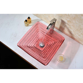 ANZZI Ritmo Series Deco-Glass Vessel Sink in Lustrous Translucent Red